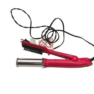Instyler Rotating IS1001.1 PINK Hot Iron Hair Brush Straight/Curl 1.25" TESTED